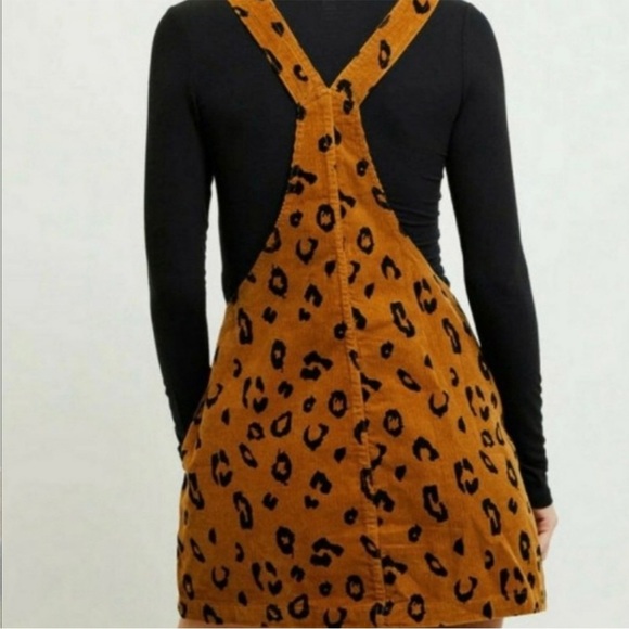 EUC Obey Overall Dress Corduroy Animal Print Womens Size small cheetah - Picture 2 of 9